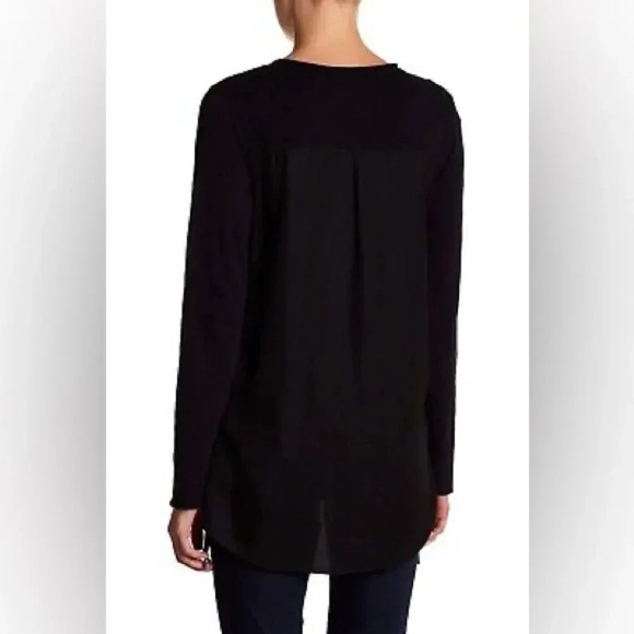 Blank NYC Linen Blend V-Neck Long Sleeve Tunic Top M Assymetric Black Grunge Y2K - Picture 2 of 11